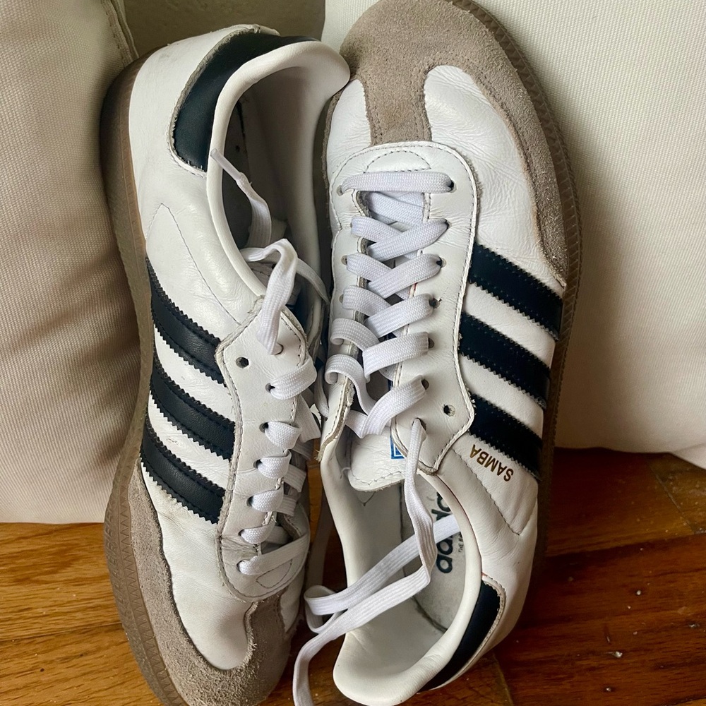 Adidas White and Black Classic Sneakers Sambas